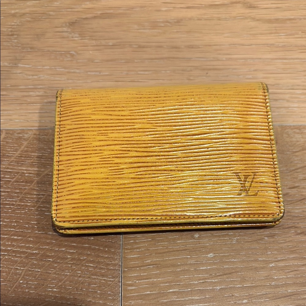 Used Louis Vuitton Mustard Textured Card Holder